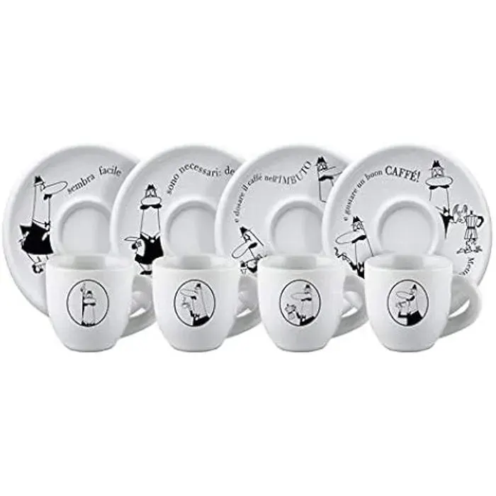 Tasses Moka Bialetti Carosello jeu de 4 avec soucoupe Tasse Moka tasse à espresso