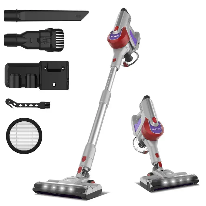 TASVAC S8 aspirateur balai sans fil rouge 260 W 23 kPa LED HEPA