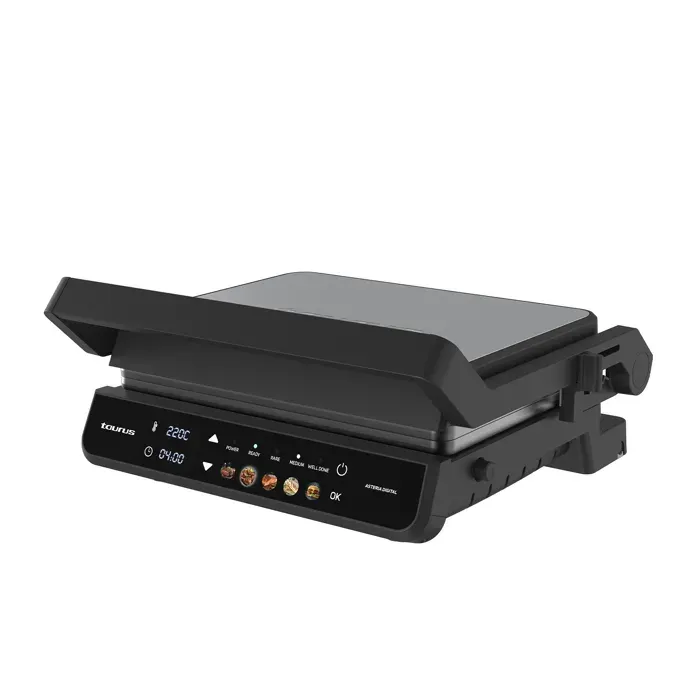 Taurus Asteria Digital – Gril électrique 2000 W plaques 29×23 cm écran digital 5 programmes 3 niveaux de dorage — coloris Noir