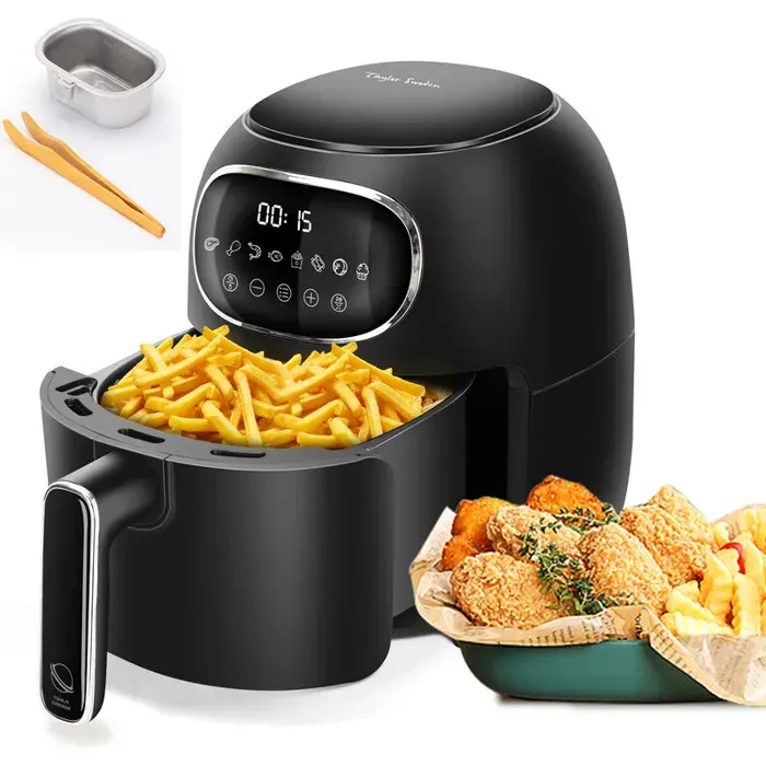 Taylor Swoden Joke - Friteuse à air capacité mini 3L. 1300W. 8 menus préprogrammés écran tactile LED panier anti-adhérant.
