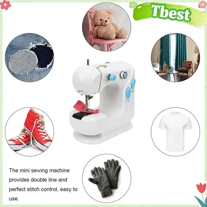 Tbest Collection dartisanat Machine à coudre portable Mini outil de broderie multifonctionnel pour bureau domestique 110-240V
