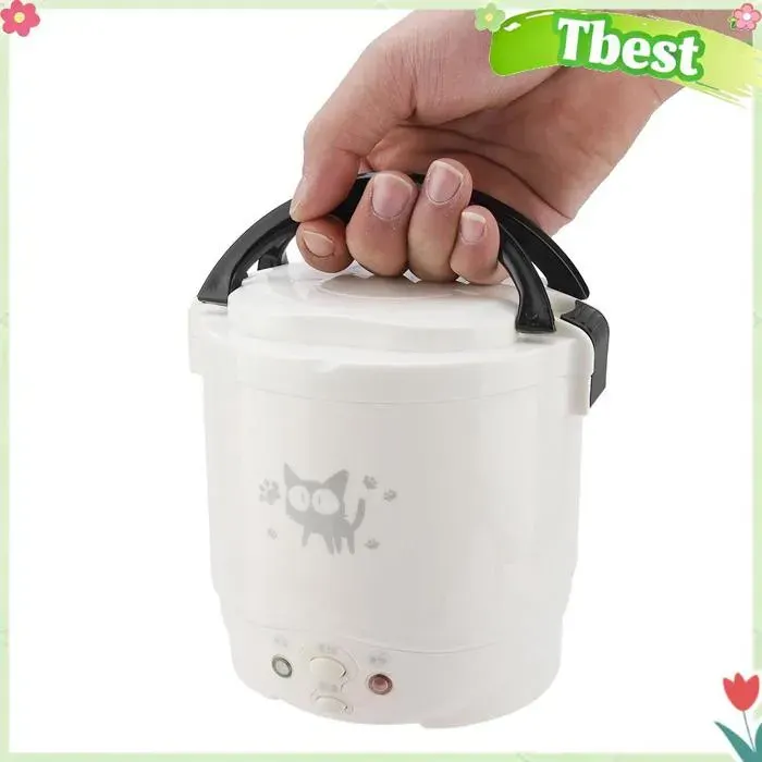 Tbest Cuiseur à riz électrique pour voitures Cuiseur à riz électrique Portable multifonctionnel electromenager cuiseur Blanche