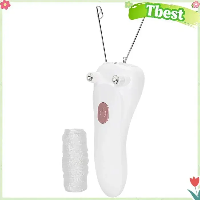 Tbest Épilateur de filetage de visage Épilateur de Filetage Électrique Épilateur de Fil de Coton à Charge USB beaute cire Rose