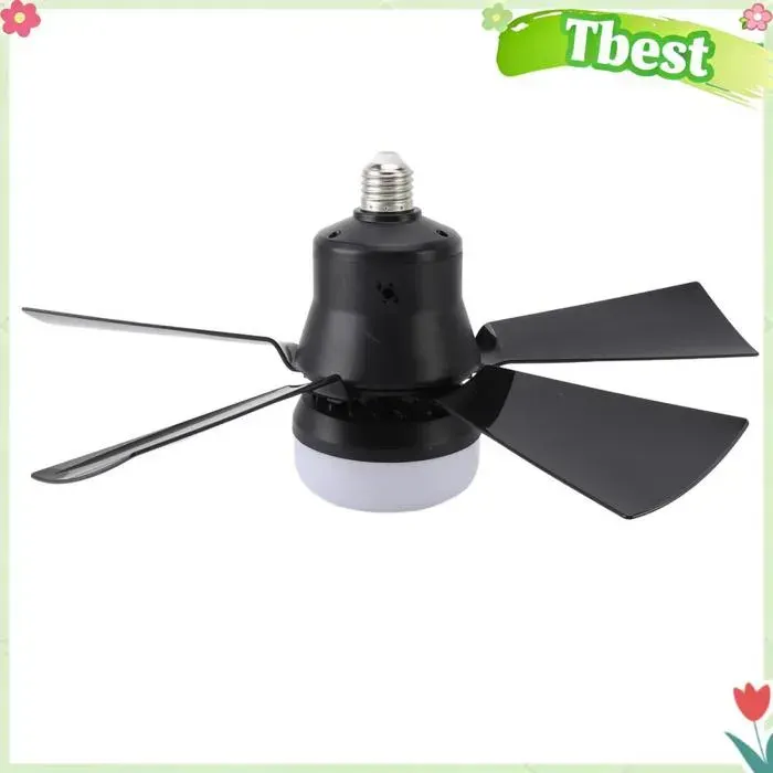 Tbest Lumière de ventilateur de plafond Ventilateurs de plafond à vis de 157 pouces avec télécommande luminaire lustre Noire