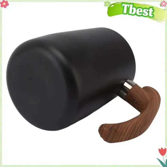 Tbest Tasse à mousser Tasse à lait mousseuse échelle intérieure 304 acier inoxydable bec sans art capsules Noir Mat 600ml 300cc