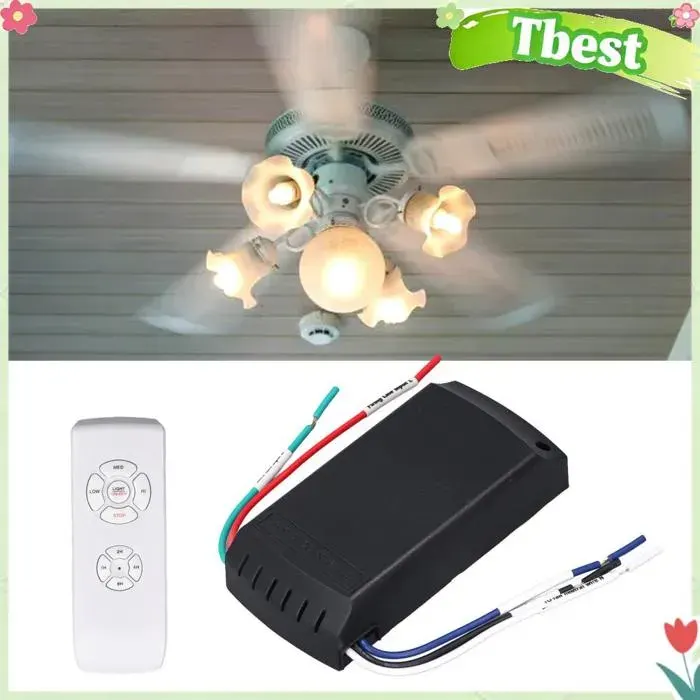 Tbest Télécommande de lampe de ventilateur de plafond Kit de Télécommande de Ventilateur de Plafond quincaillerie lampe