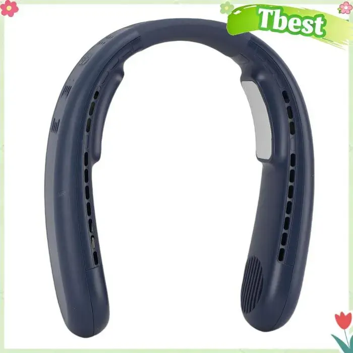 Tbest Ventilateur de cou Portable Portable Neck Fan Semiconductor Double Cooling Strong Wind Quiet electromenager ventilateur Bleu