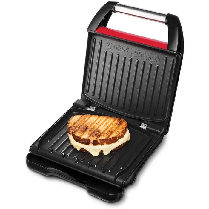 TCJMAY SARL-Barbecue électrique multifonction plaques antiadhésives 3 portions compact rouge réduit 42% de graisse