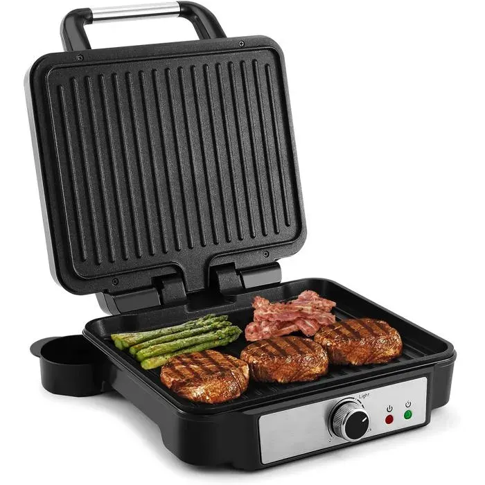 TCJMAY SARL-Grille électrique 1800W 4 tranches panini plaques antiadhésives température contrôlée plateau amovible