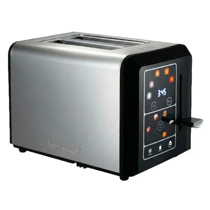 Techwood TGP-340D Grille-pain 2 fentes 800W 6 niveaux de toastage affichage brunissage et temps restant gris