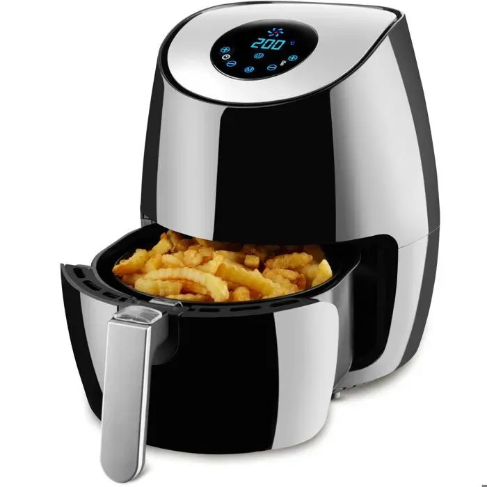 TECTAKE Friteuse à air chaud MITCH Écran tactile LED avec 7 programmes ni graisse ni huile Noir