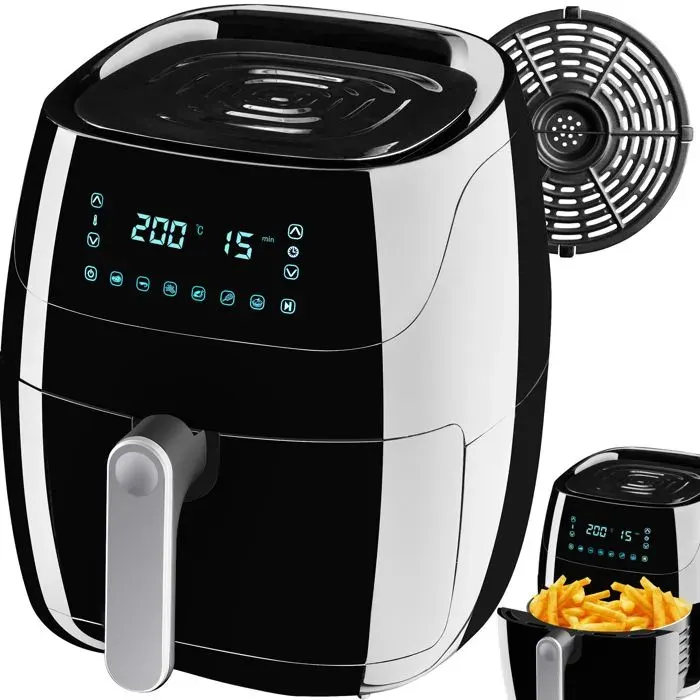 TECTAKE Friteuse à air chaud YAIZA Écran tactile LED avec 6 programmes ni graisse ni huile Noir
