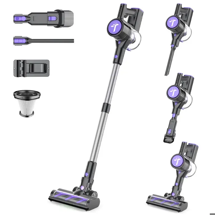 Teendow P11Pro Aspirateur Balai Sans Fil - 126 000 Pa Autonomie 30 Min 450 ml Moteur Brushless Silencieux (≤75 dB) - Violet