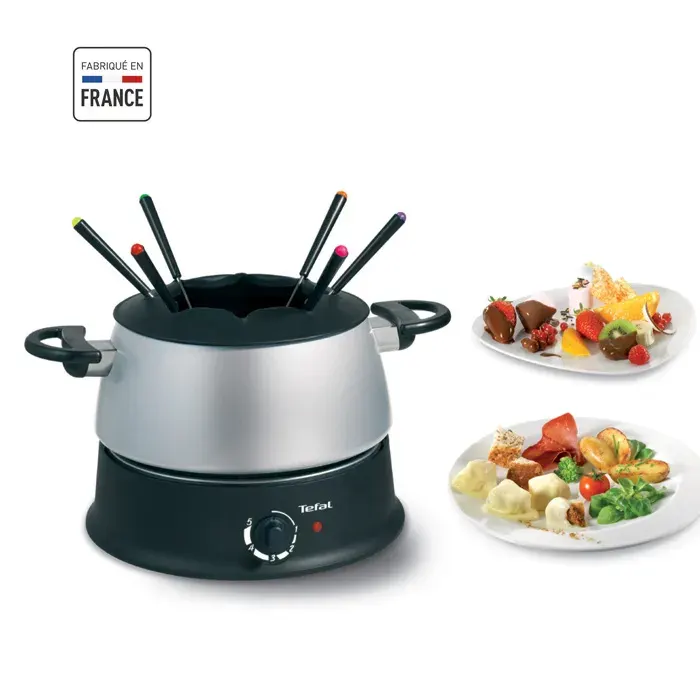 TEFAL Appareil à fondue Pour 6 personnes Caquelon avec anses Fondue bourguignonne savoyarde et chocolat Fabriqué en France