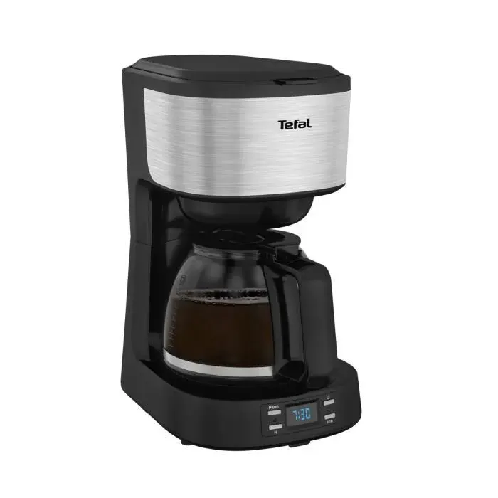 TEFAL Cafetière filtre inox programmable 12L 8 à 12 tasses Ecran Led Filtre permanent Maintien au chaud Equinox CM520D10