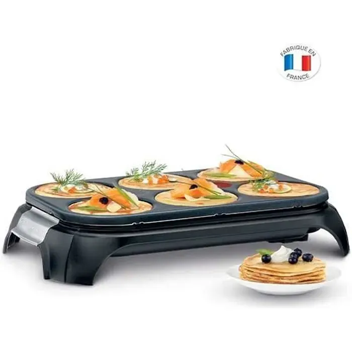 TEFAL Crep’Party Appareil à crêpes 6 empreintes Antiadhésif Thermo-Spot 6 spatules + 1 louche Fabriqué en France PY558813