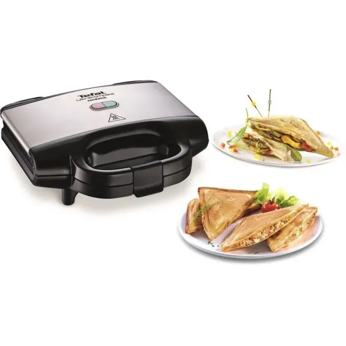 TEFAL Croque-monsieur Revêtement antiadhésif Verrouillage sécurité Poignée thermorésistante SM155212