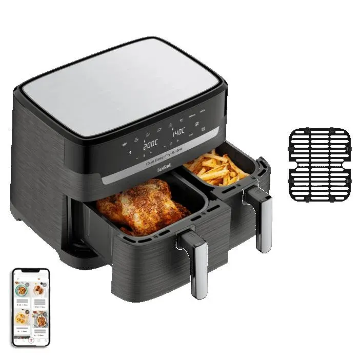 Tefal Dual Easy Fry & Grill Gris EY905B10 Air fryer & gril 2 tiroirs