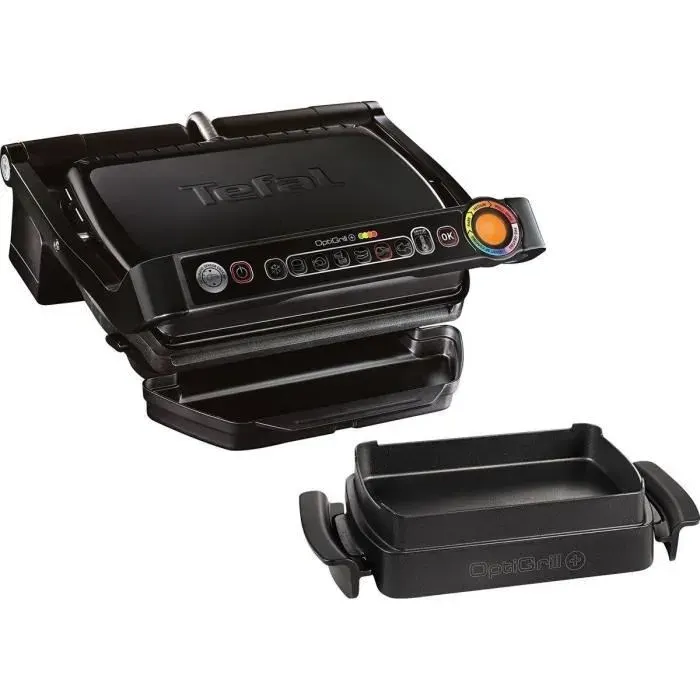TEFAL GC7148 Optigrill Grill + Snaking&Baking - 2000 W - Noir / Acier inoxydable