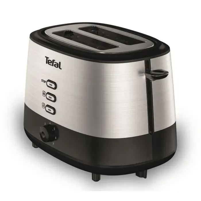 TEFAL Grille-pain inox 2 fentes à largeur variable 7 niveaux de dorage Fonctions réchauffage et décongélation Equinox TT520D10