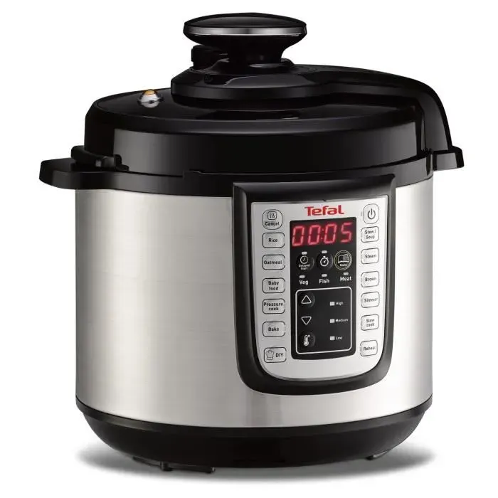 TEFAL Multicuiseur Capacité 6 L Cuisson pression Multifonction 25 programmes Fast and Delicious CY505E10