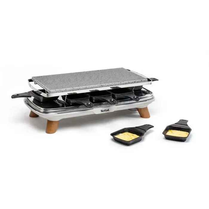 Tefal Raclette Pierrade Gourmet 1350 W 8 coupelles maxi profondes PR620D12