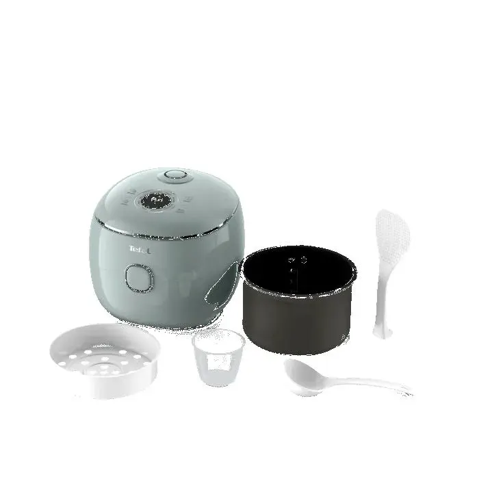 Tefal RK5354E0 Cuiseur de Riz 2L 8 Programmes Automatiques Bol Céramique Antiadhésif Compact Eucalyptus