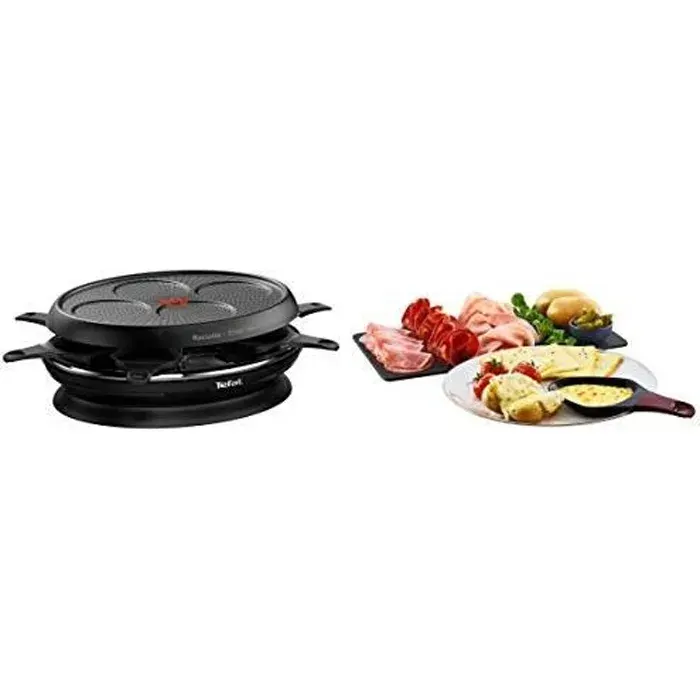 TEFAL Storeinn 2-en-1 Appareil à Raclette Crêpparty Rangements Intégrés Revêtement Antiadhésif Powerglide Compatibl RE32081