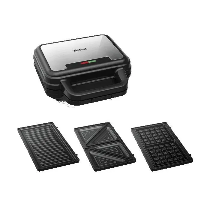 Tefal UltraCompact 3-en-1 Appareil à Gaufres Sandwichs et Paninis SW383D10