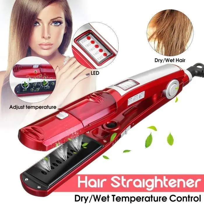 TEMPSA Fer à Lisser Lisseur Cheveux Vapeur Électrique LED Température Contrôle-keeper