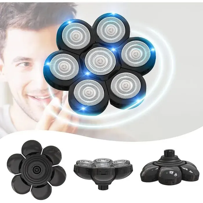 Tête rasoir 7D - Noir double anneau universel remplacement appareil rasage électrique homme PIQUET DATTACHE