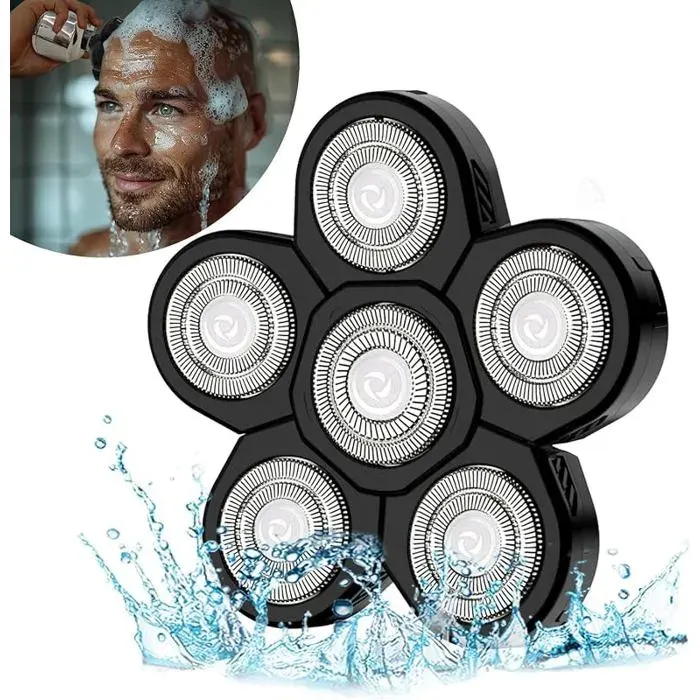 Tête remplacement rasoir - Noir double anneau compatible rasoir 5 6 7 8 têtes rotatives PIQUET DATTACHE