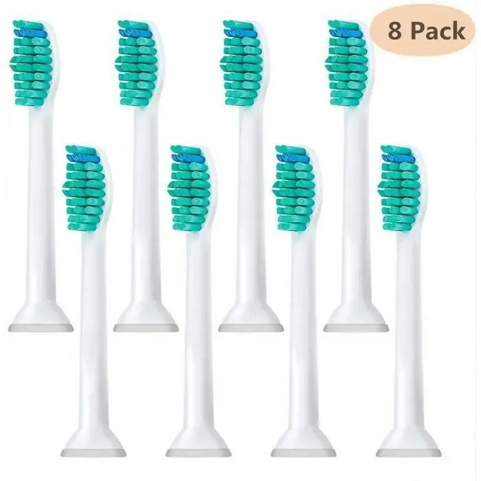 Têtes de brosse à dents - ADTOBAST - Compatible Philips Sonicare HX6018/31 - Pack 8 - ProResults Standard - Blanc/Vert
