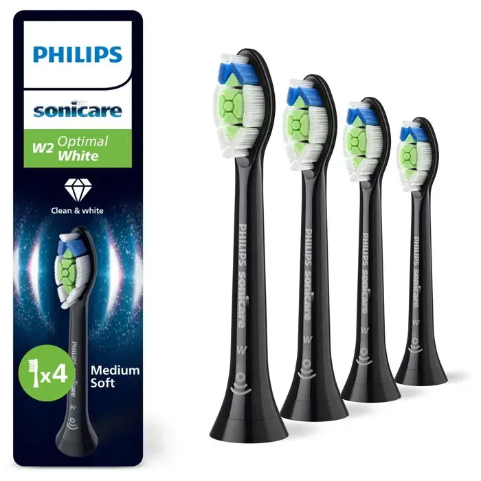 Têtes de brosse à dents - PHILIPS - Sonicare Optimal White HX6064/88 - 4 pièces - Noir - Sonic