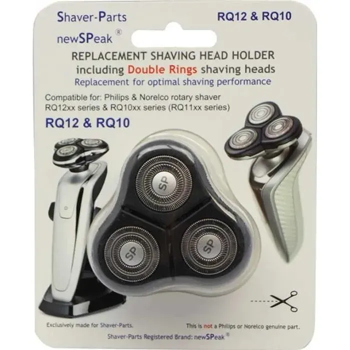 Têtes de Rasoir - Philips - RQ12/60 - RQ12/70 - Lot de 3 - Lavable - Noir