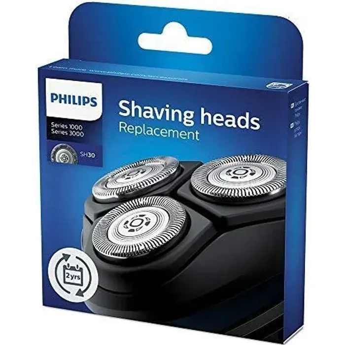 Têtes de rasoir - Philips - SH30/50 - Lot de 3 - Compatible Séries 1000 et 3000 - Rasage à sec