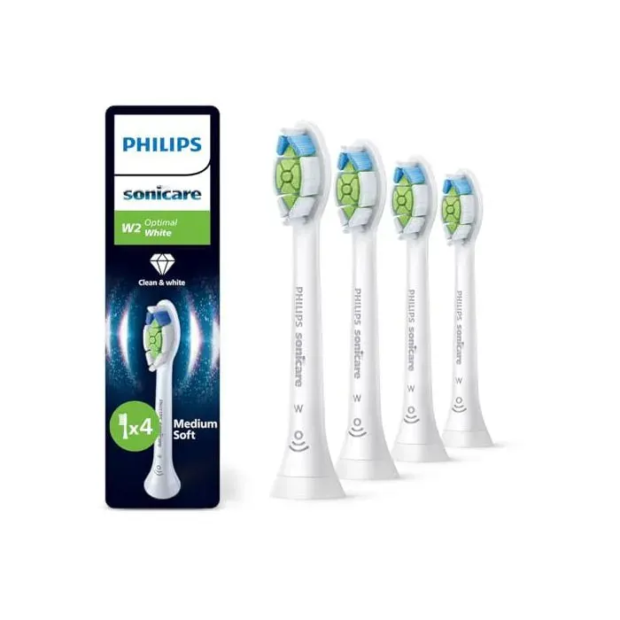 Têtes de rechange brosse à dents - PHILIPS - Sonicare W2 Optimal White - Lot de 4 - Blanc - Éclaircissant — coloris Blanche