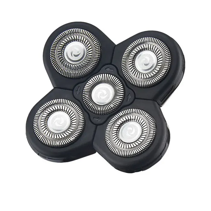 Têtes de rechange pour rasoir électrique pour homme - Lames de rasoir flottantes en acier inoxydable 5D (5 têtes noir)