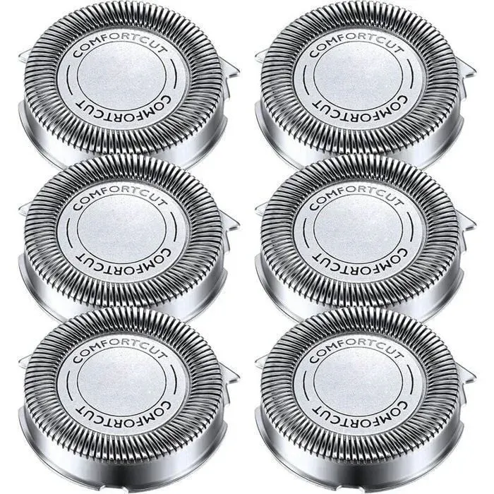 Têtes de Rechange Rasoir - Philips - SH30/50/52 - Compatible Séries 1000 à 5000 - 6 Pièces - Lavables