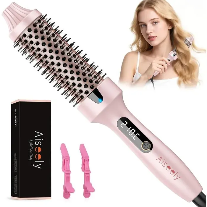 Thermal Brush Brosse Thermique38MM Brosse Chauffante 3 en 1 Lonic6 Réglages de Température (160℃-210℃)Brosse à Cheveux
