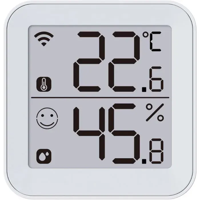Thermomètre et Hygromètre - KONYKS - Termo 2 - Intérieur - Détecteur de température + humidité - Wifi - Grand écran - Blanc