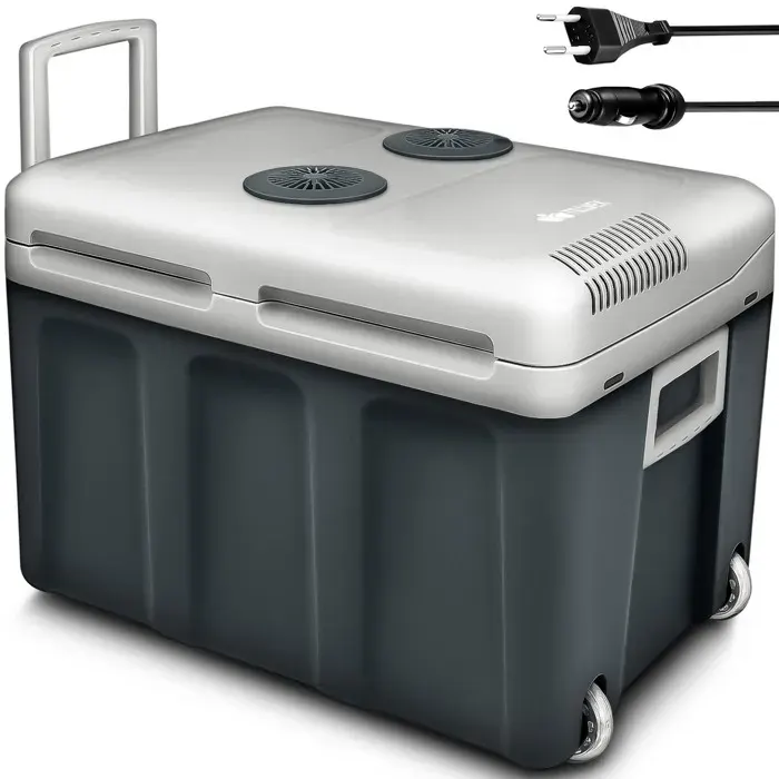 tillvex® Glacière électrique 40l Gris avec roulettes Mini réfrigérateur 230V et 12V Voiture Camping Refroidissement et Chaleur