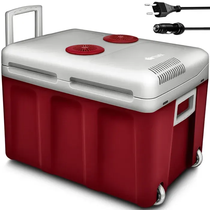 tillvex® Glacière électrique 40l Rouge avec roulettes Mini réfrigérateur 230V et 12V Voiture CampingRefroidissement et Chaleur