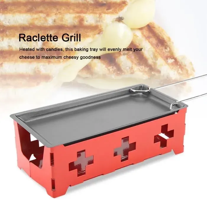 TMISHION ensemble mini raclette Plateau de cuisson Rotaster à raclette au fromage antiadhésif portable Ensemble de cuisinière à