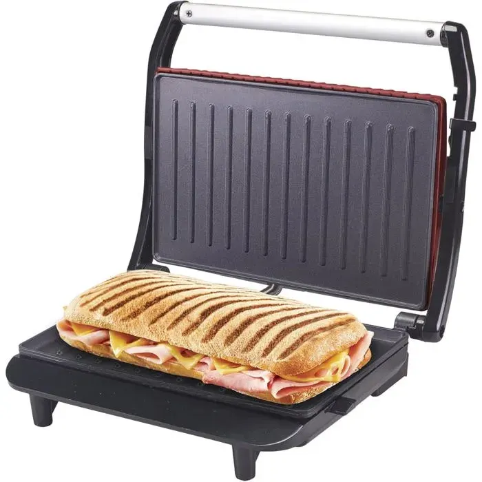 Toasteur Machine À Sandwich 850W Plaque Antiadhésive Poignée Thermo-Isolante Rouge[PE530]
