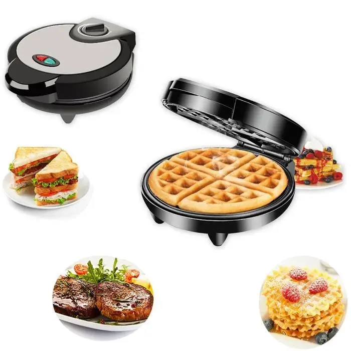 TOKIUS Gaufrier avec Revêtement Anti-Adhésif 1200W - Machine à Gauffre Chauffage Double Face - Mini Gaufrier Électrique Design