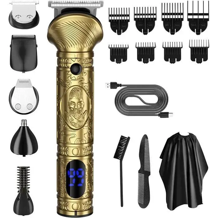 Tondeuse 6-en-1 cheveux et barbe sans fil EKESOR — Rasoir et tondeuse multifonction LCD