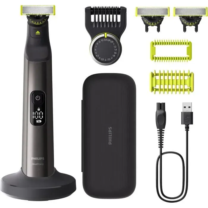 Tondeuse à barbe électrique - PHILIPS - OneBlade Pro 360 - 3 lames 360 - 20 hauteurs de coupe - Étanche
