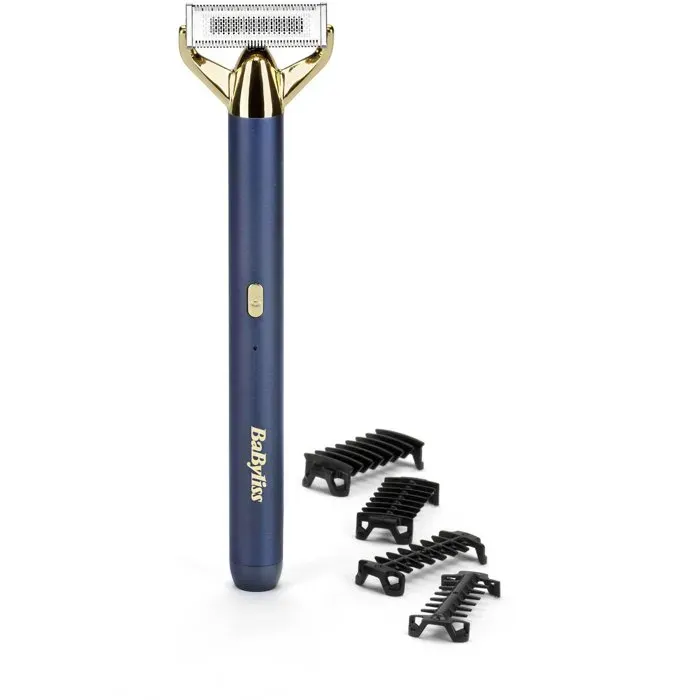 Tondeuse à barbe et rasoir - BABYLISS - X-Blade Super-X Metal - Sans fil - Autonomie 45 min - 4 sabots - Edition or & bleu marine