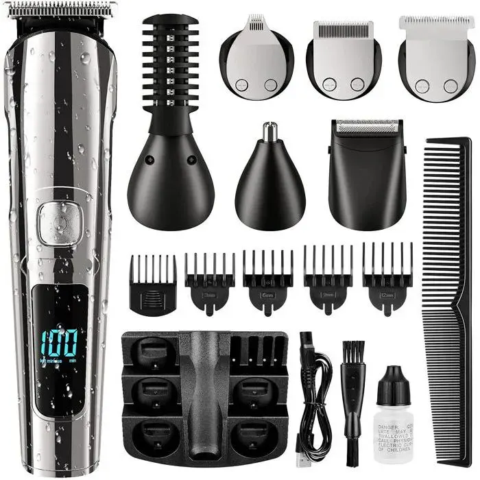 Tondeuse À Barbe Étanche Tondeuse À Cheveux Sans Fil Pour Homme Le Rasoir Électrique Pour Le Corps La Moustache Le Vis ENEVAOCT